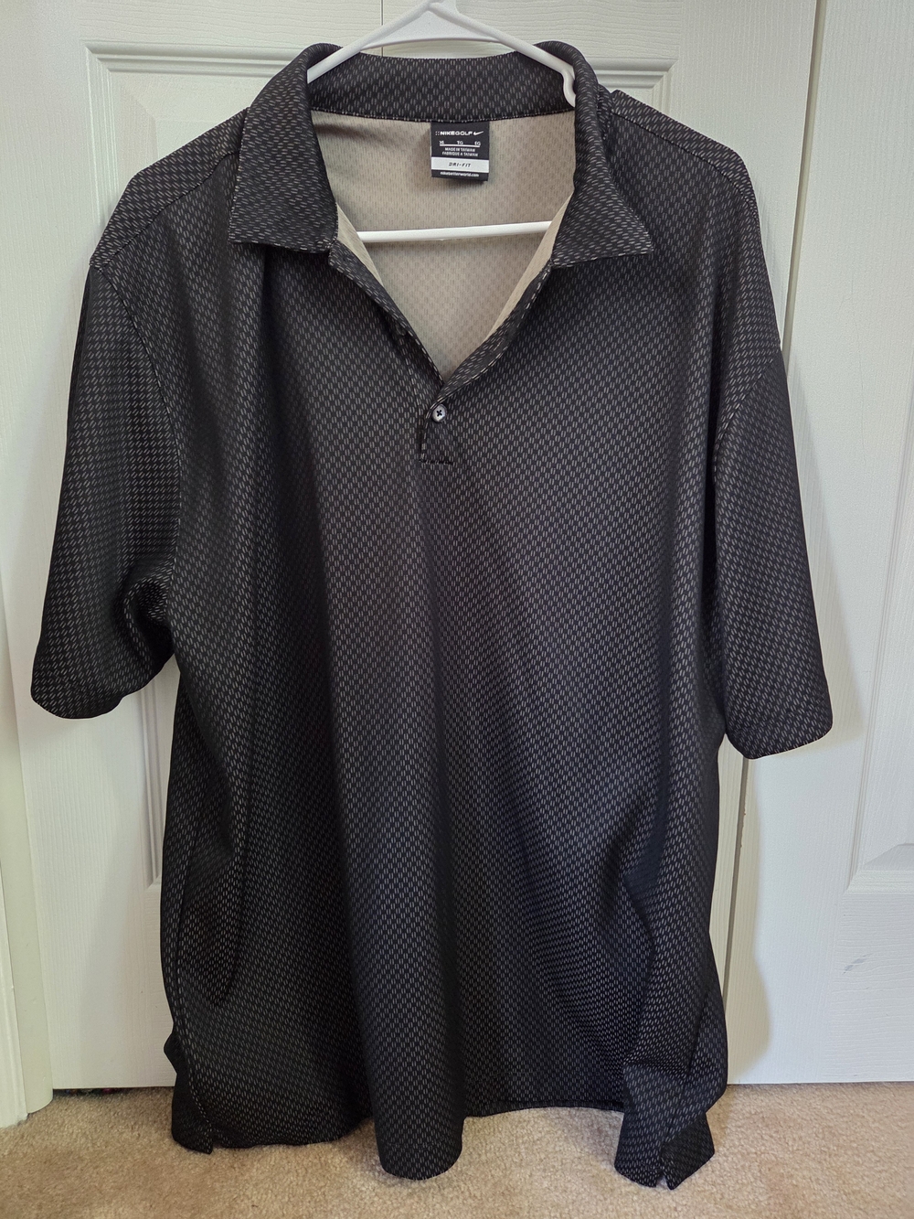 Nike Men’s Black Charcoal Micro-Pattern Polo Size XL